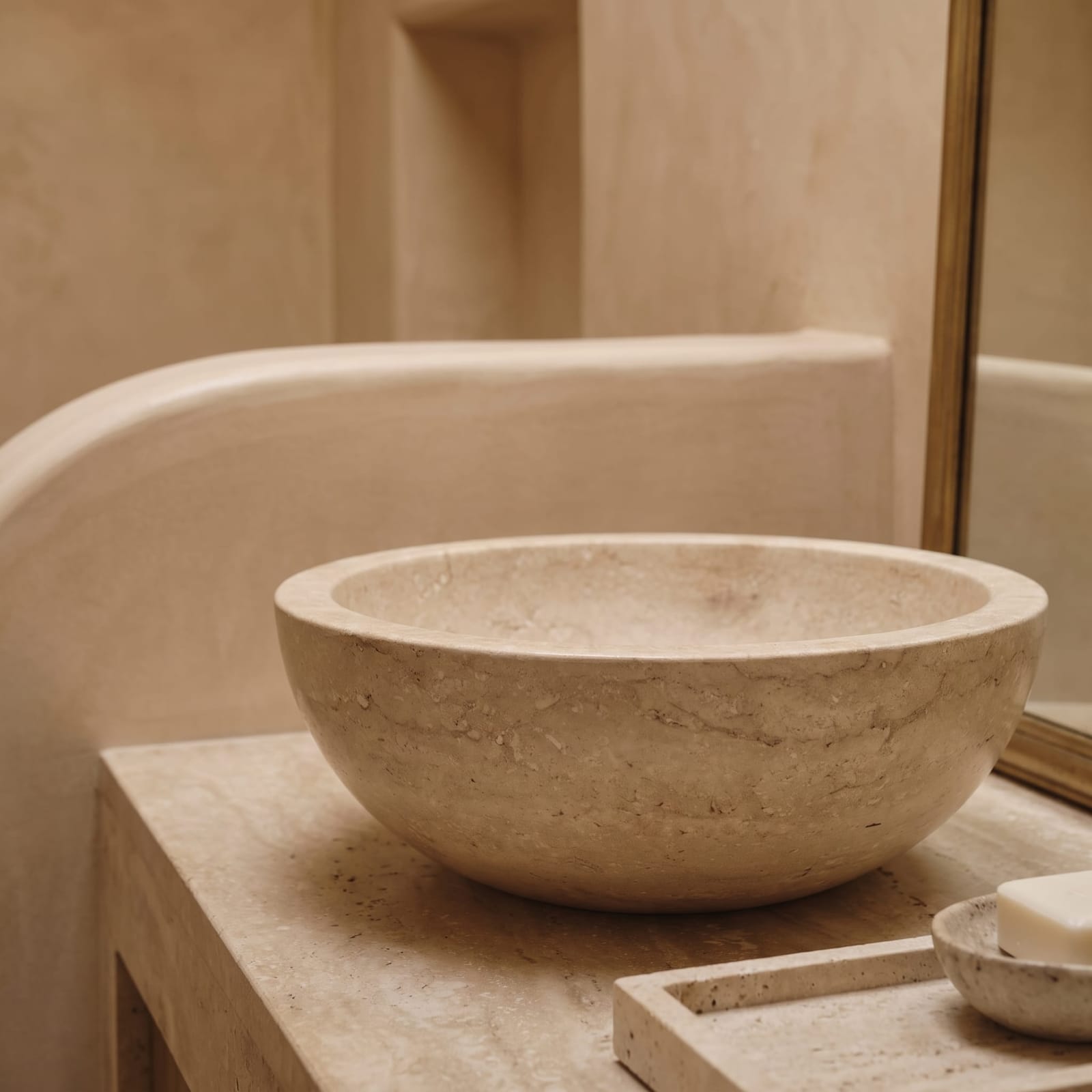 CasaCouture Natural Travertine Vessel Sink