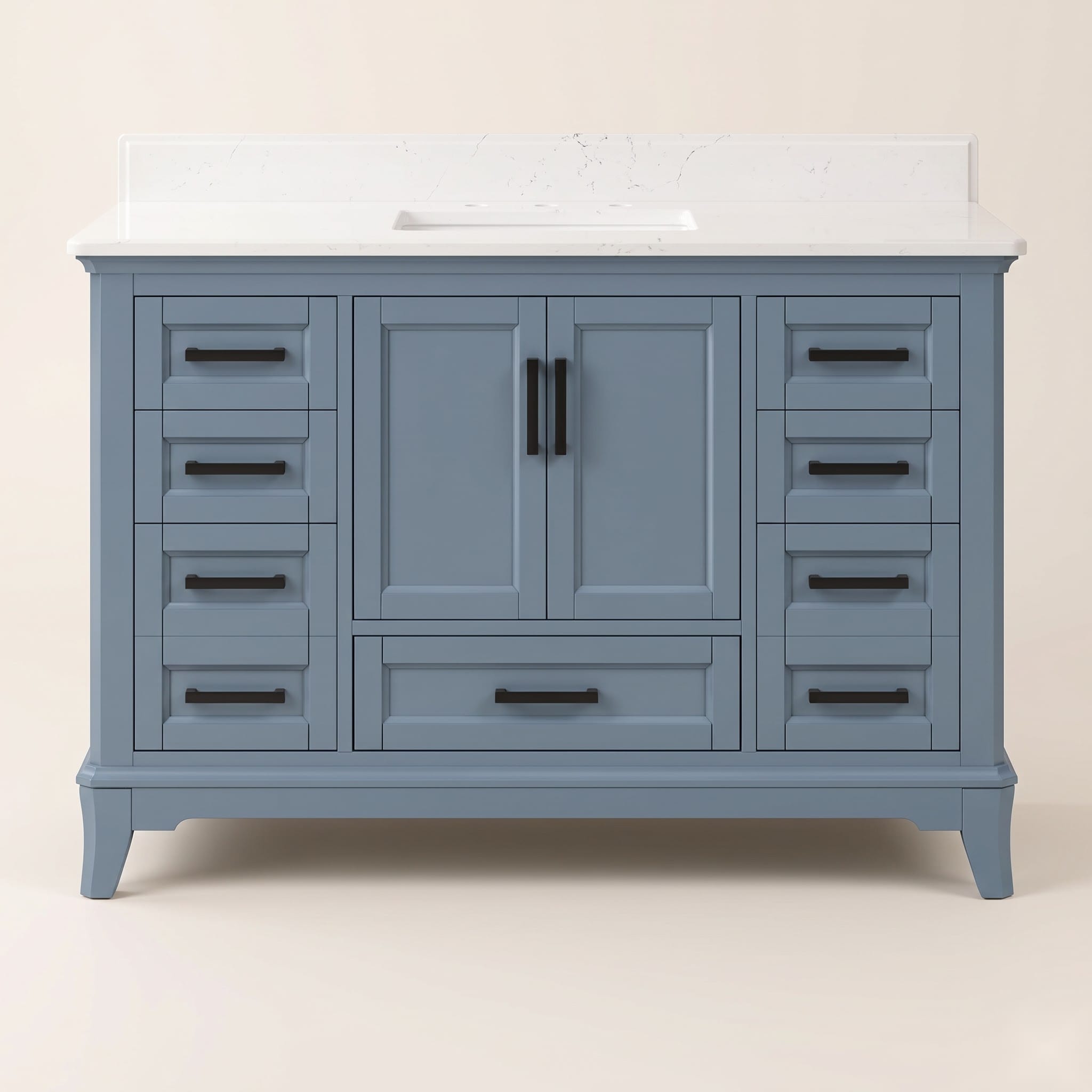 DELUXE LIVING 48-Inch Steel Blue Bathroom Vanity
