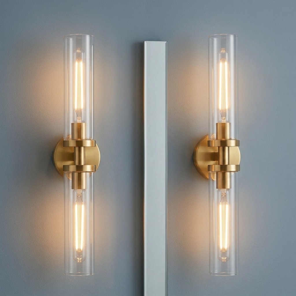Brushed Gold Clear Glass Wall Sconces