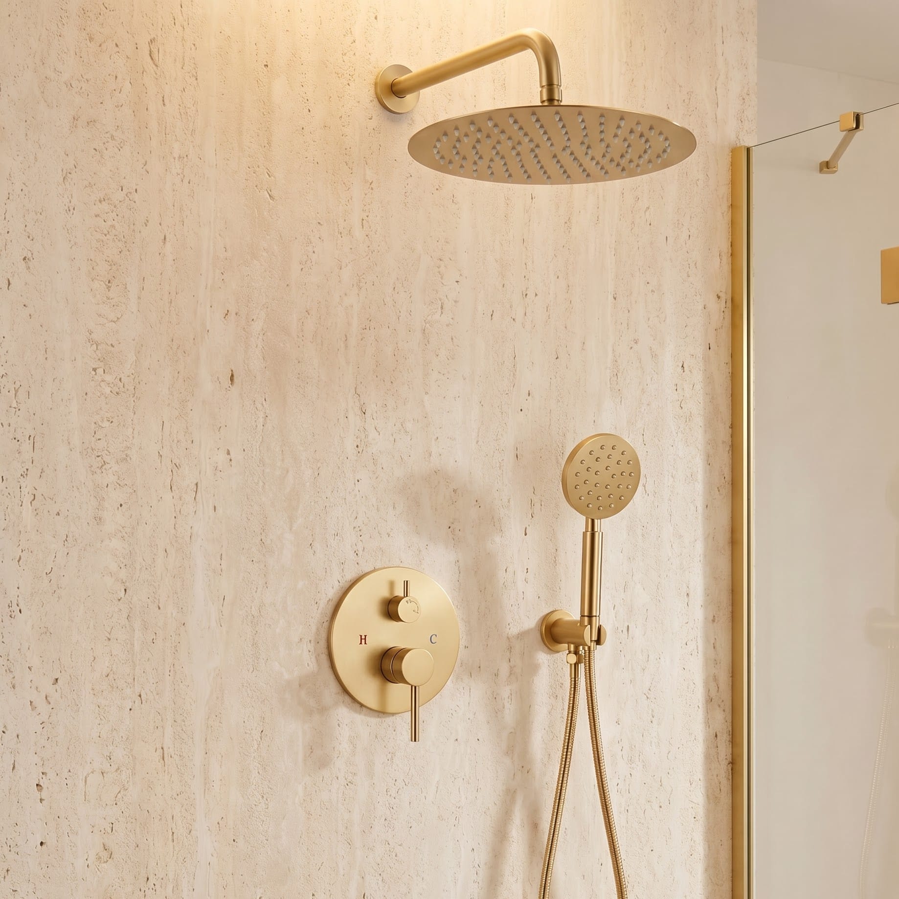 Iriber Brushed Gold Rain Shower System