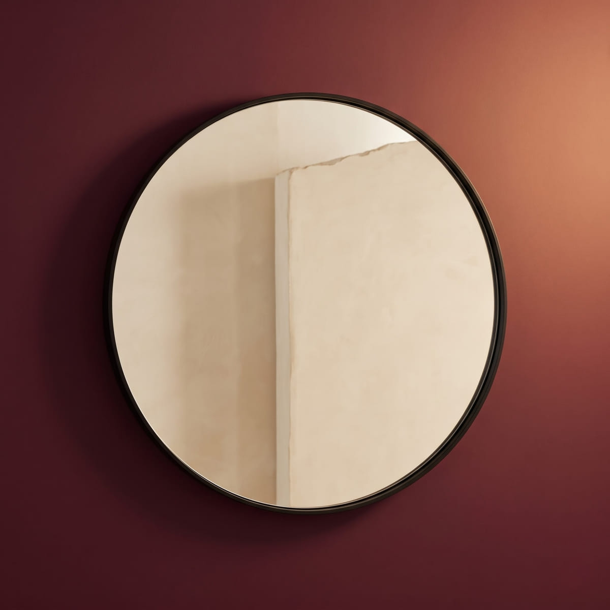 Growsun 24 Inch Metal Frame Round Mirror - Matte Black