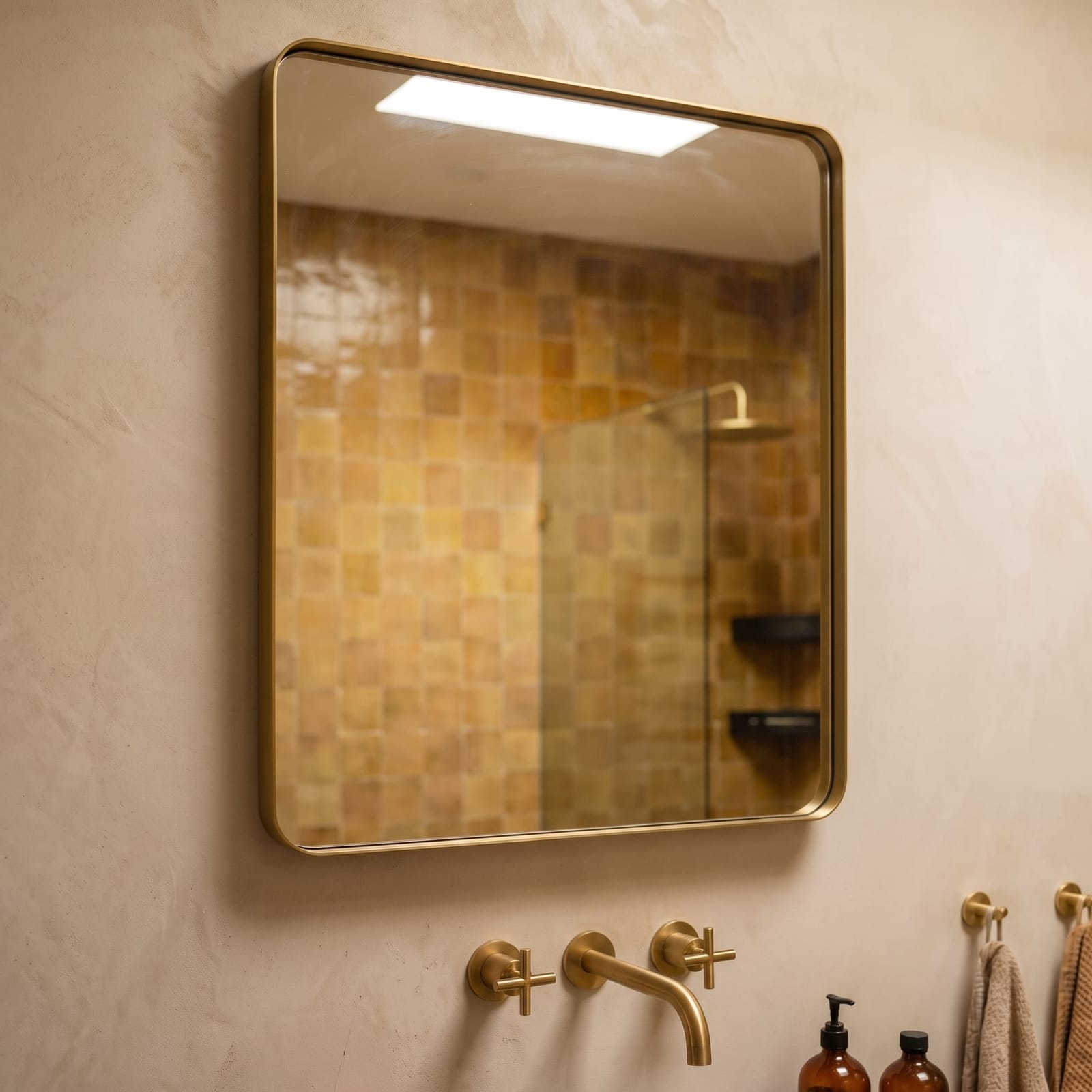 RE/FINE™ Sabine Metal Rounded Rectangle Wall Mirror (Brass, 32" x 24")