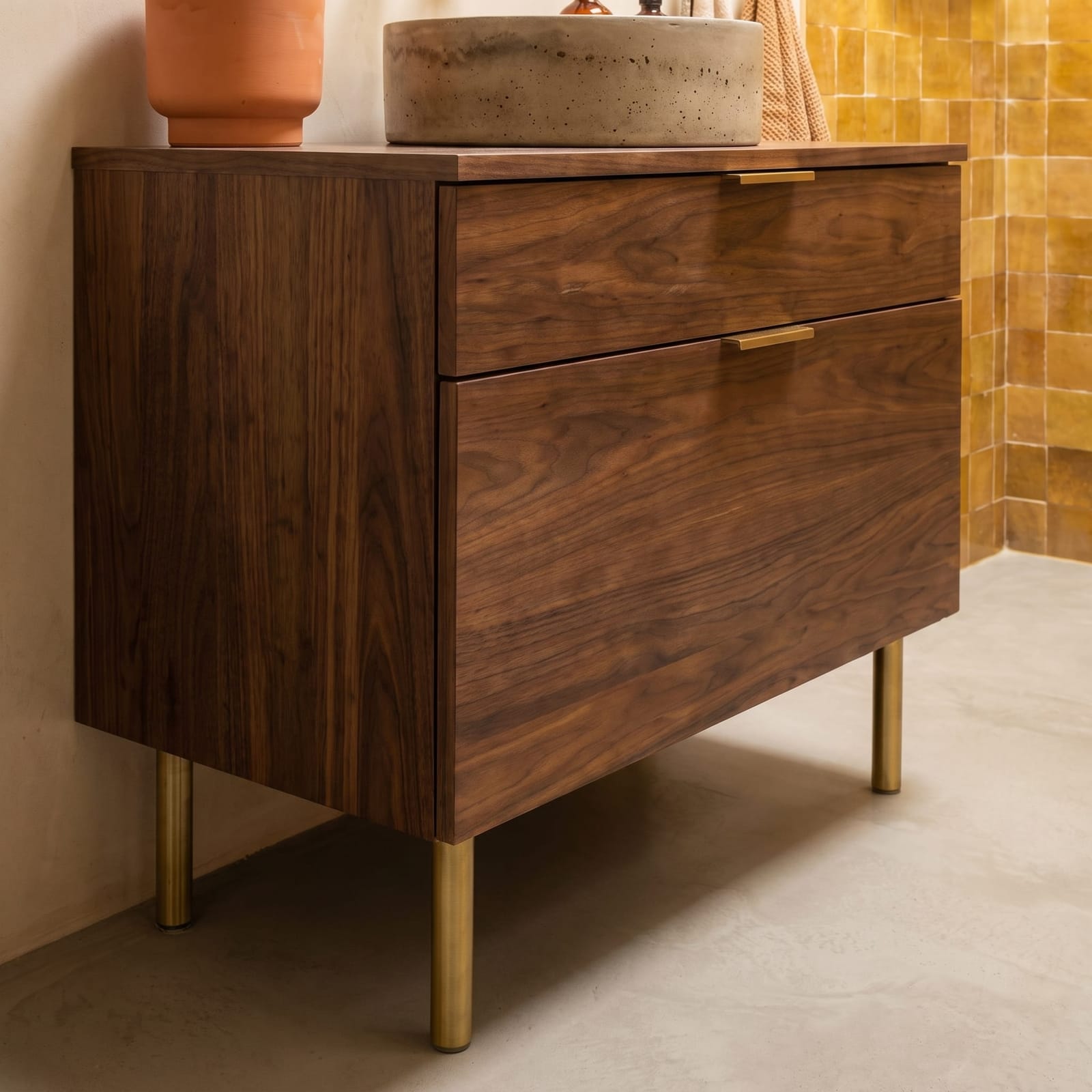 Latitude Run® 36" Wall-Mounted Floating Bathroom Vanity (Walnut Tint)