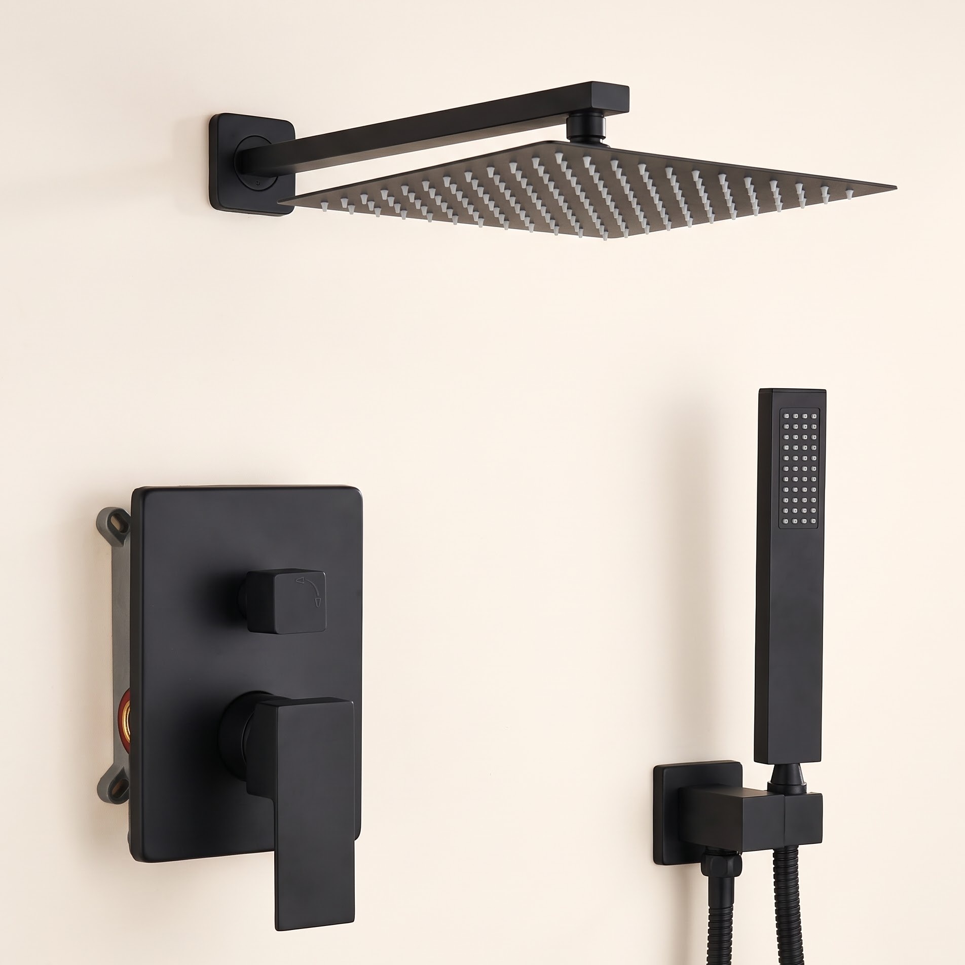 JingGang 10-Inch Matte Black Rain Shower System