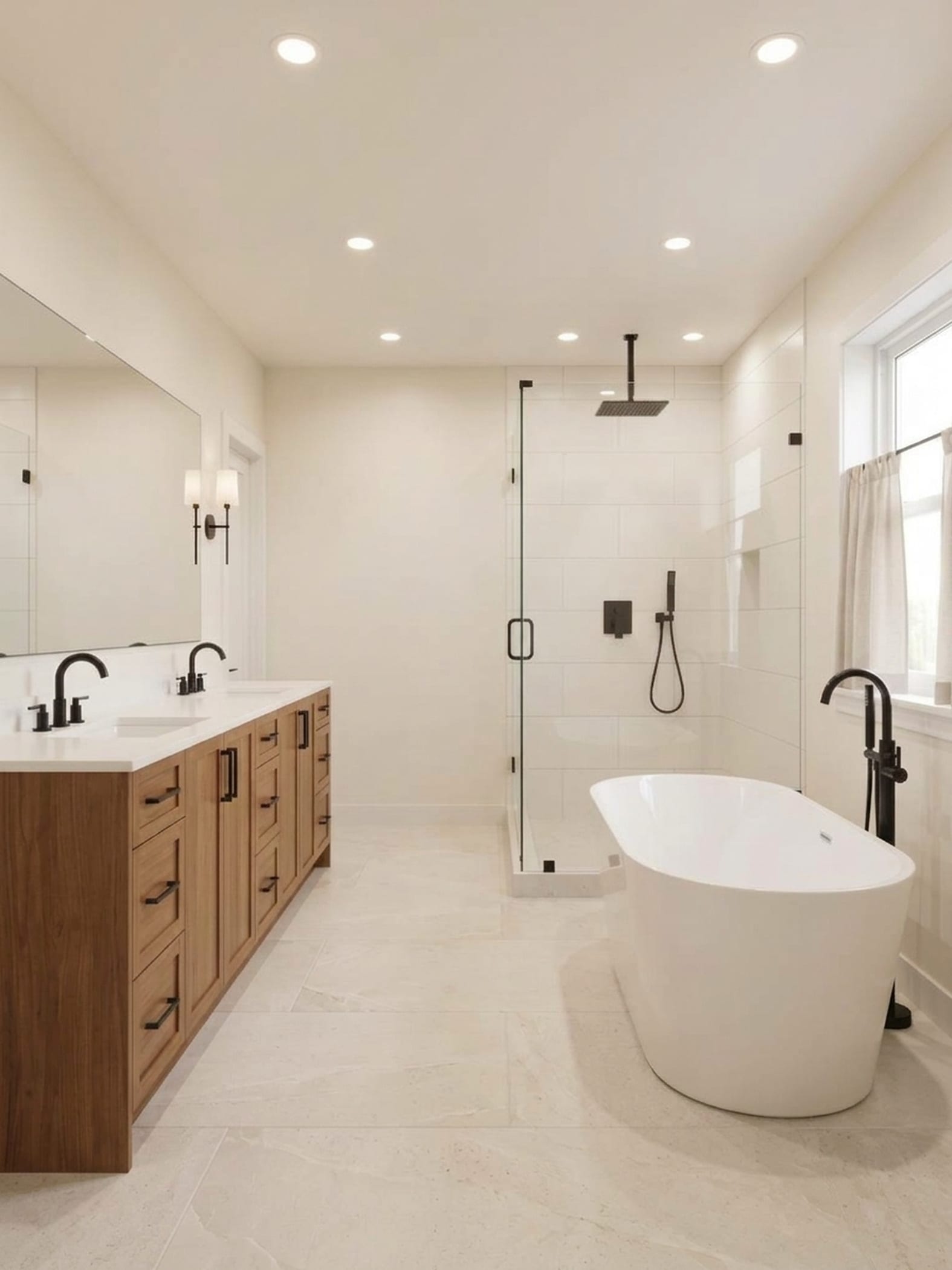 Comprehensive bathroom floor plan layout showing tub and shower relationship