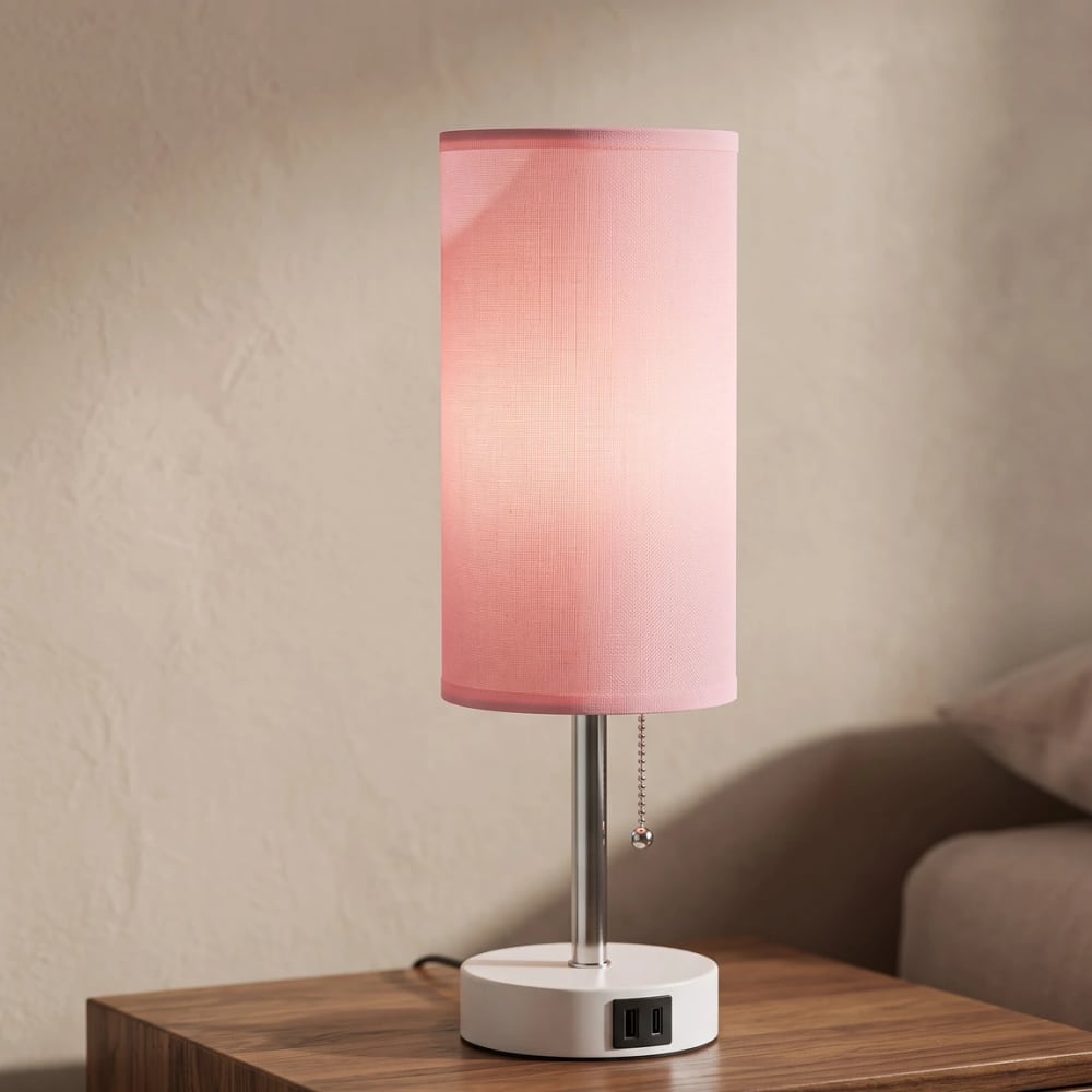 Dicoool Pink-Shade Charging Table Lamp