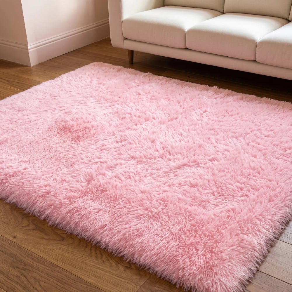 Keeko Pink Rectangular Shag Rug