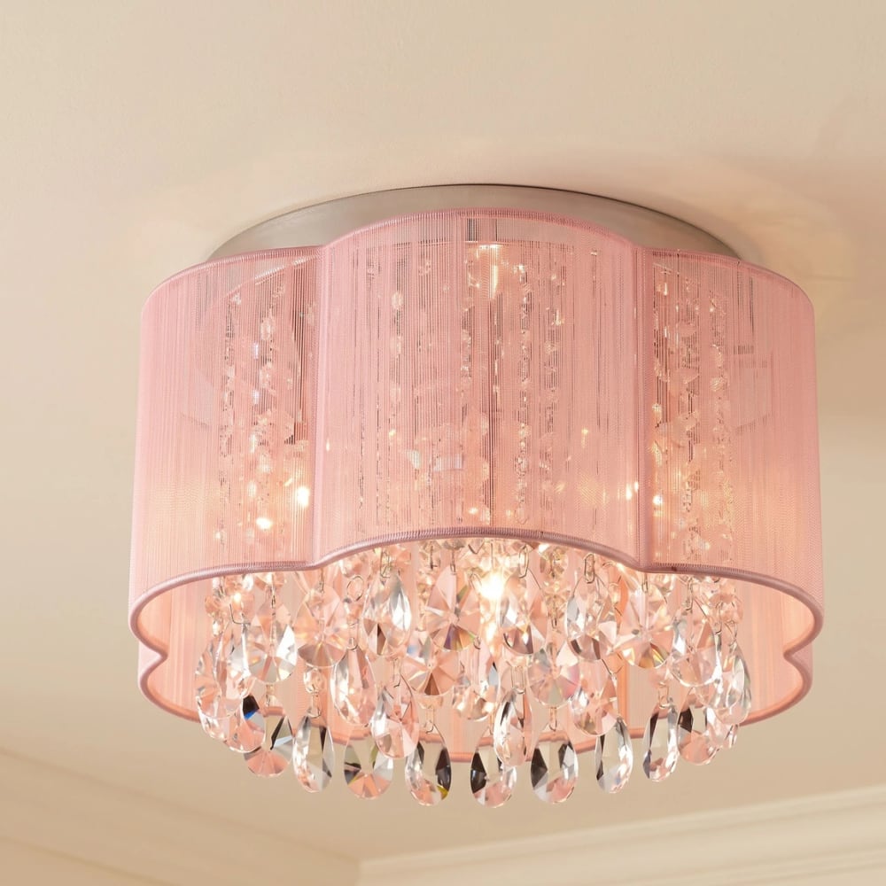 LaLuLa Pink Crystal Flush Mount