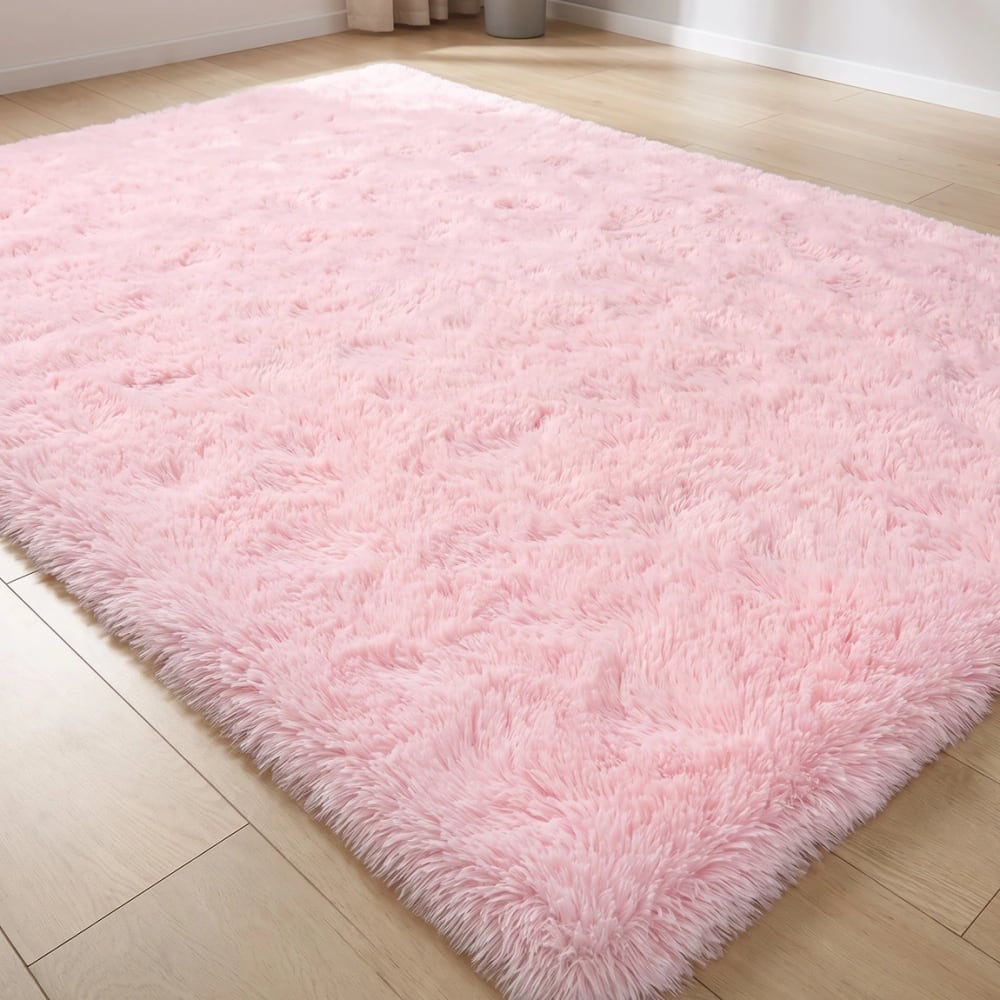 Light-Pink Rectangular Shag Rug