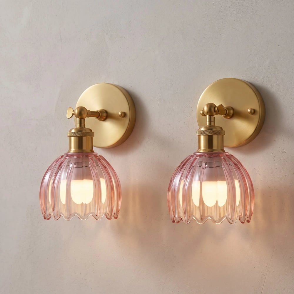 RIDALUX Gold & Pink Wall Sconces (Pair)