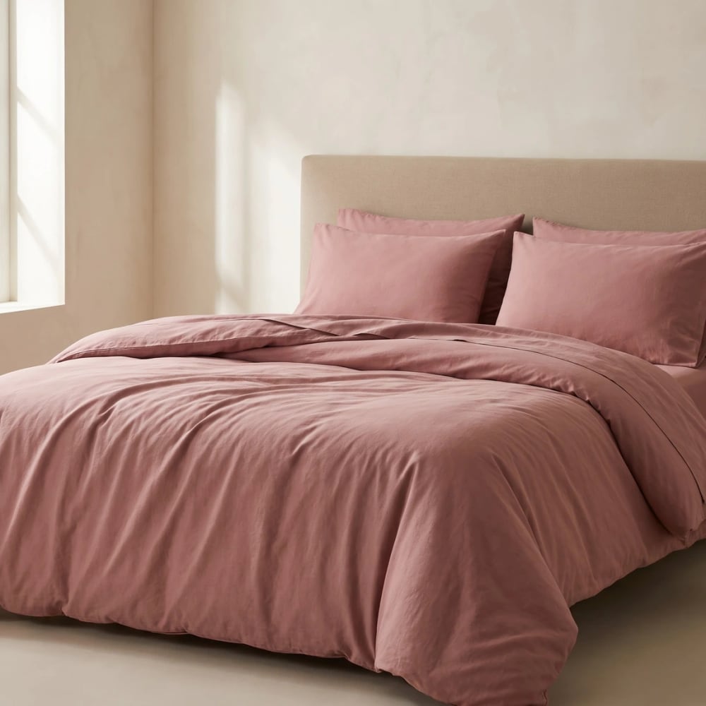 Dusty-Rose Washed Cotton Duvet Set