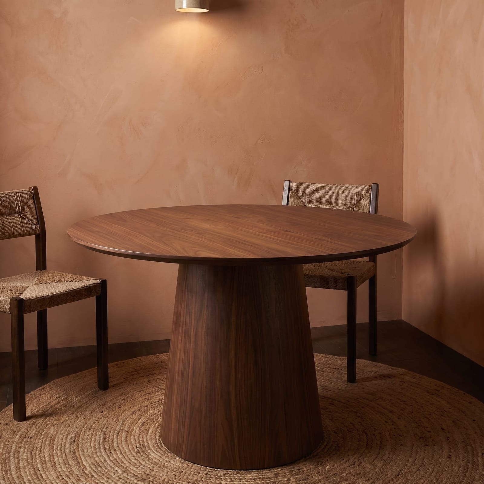 Palisades 48" Walnut Wood Round Pedestal Dining Table