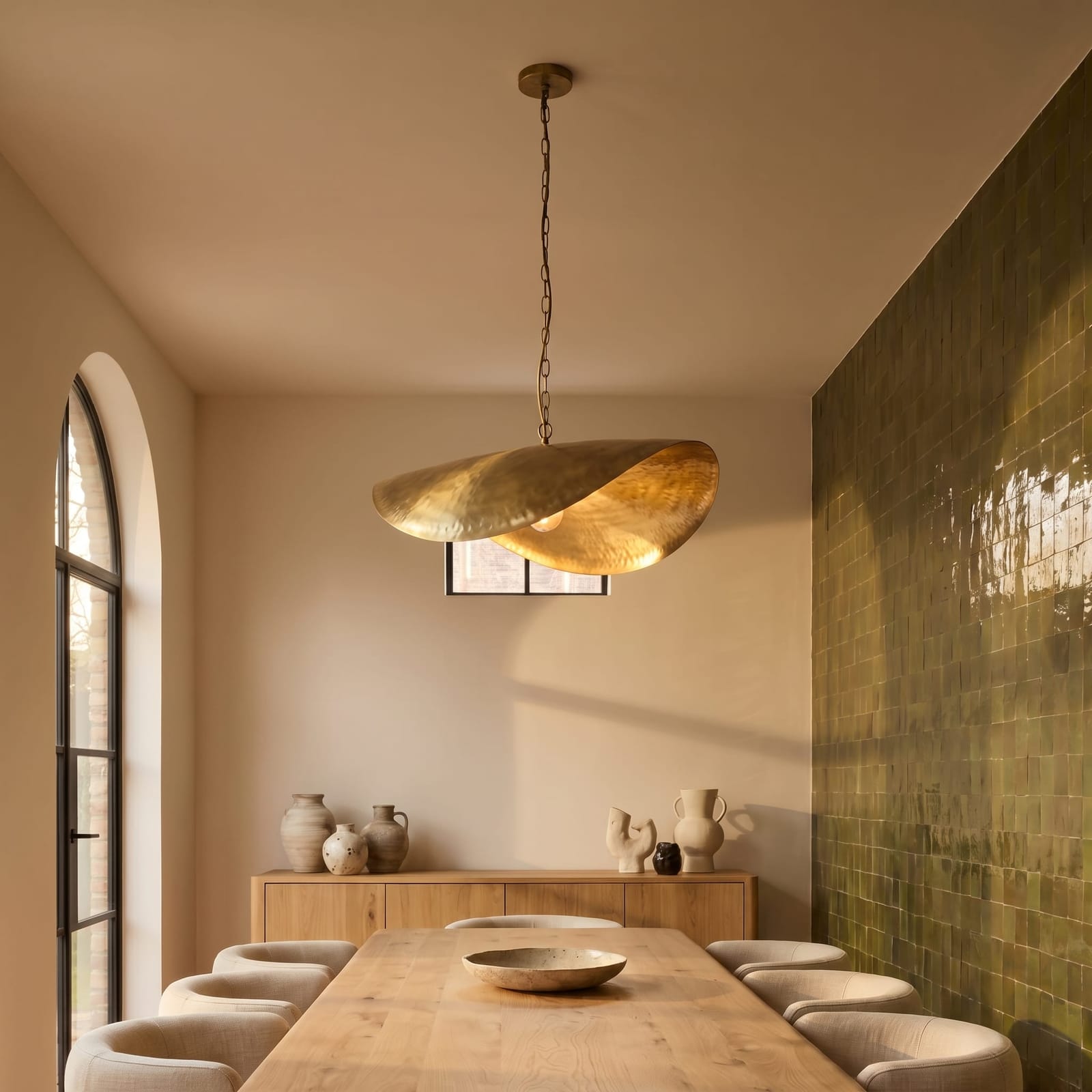 Lilypad Metal and Glass Pendant Light by Brigette Romanek 16"