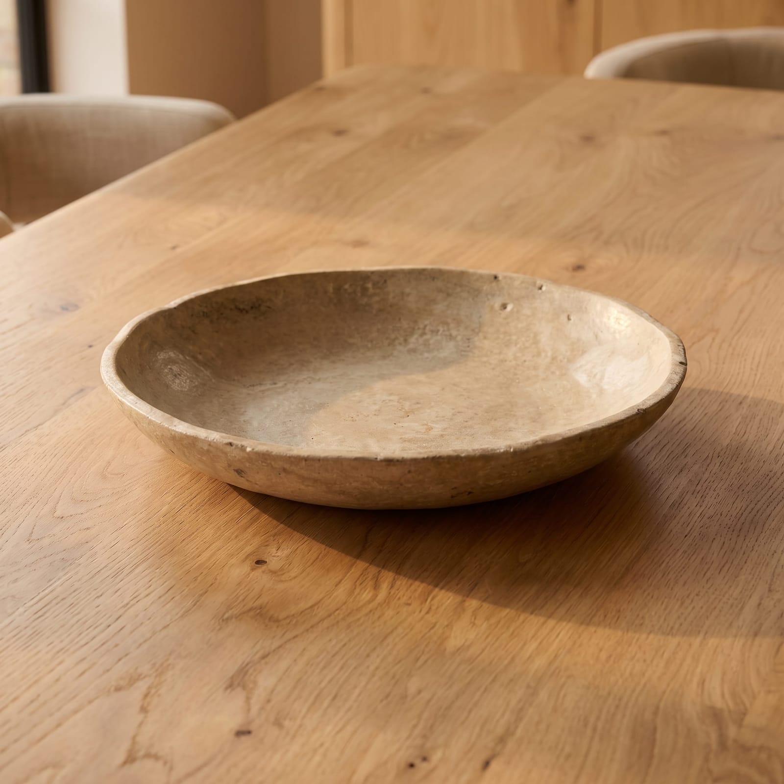 Handmade White Ceramic Centerpiece Bowl: Rustic Minimalist Pottery
