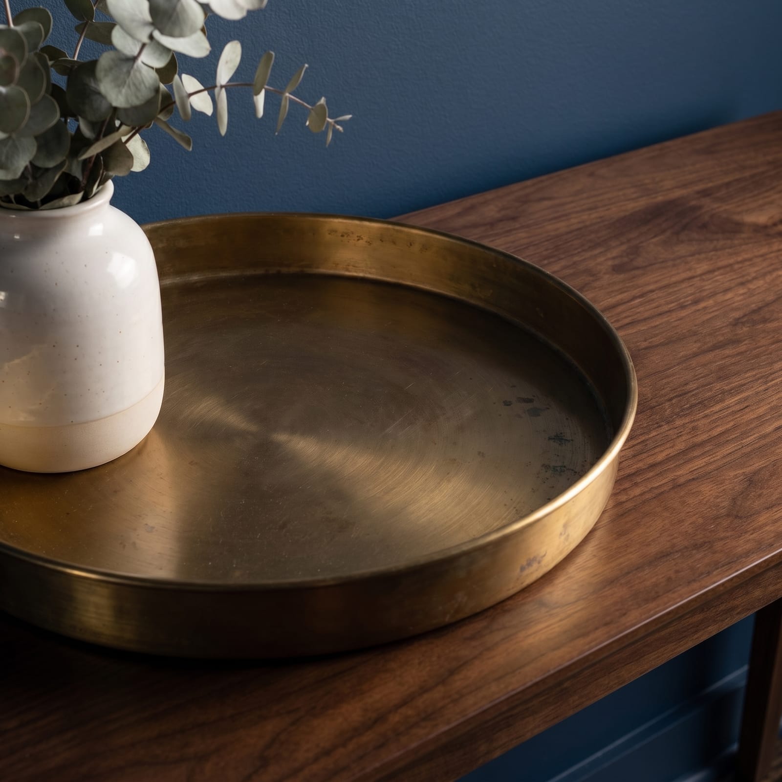 i-lan 14" Deep Gold Stainless Steel Serving Tray with Raised Rim