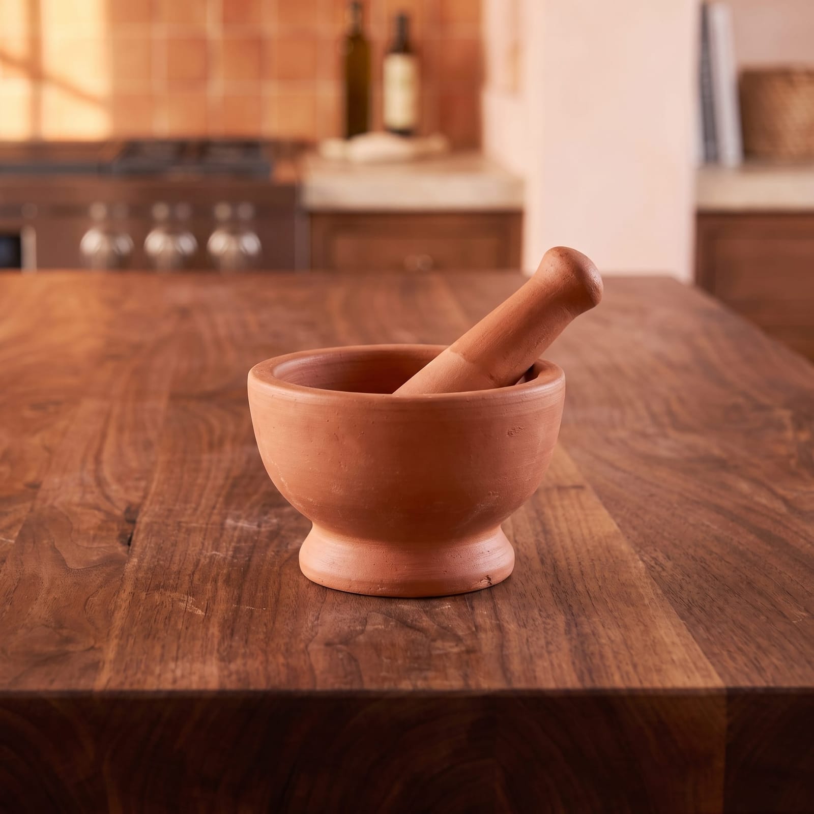 Handmade Thai Clay Mortar and Wooden Pestle
