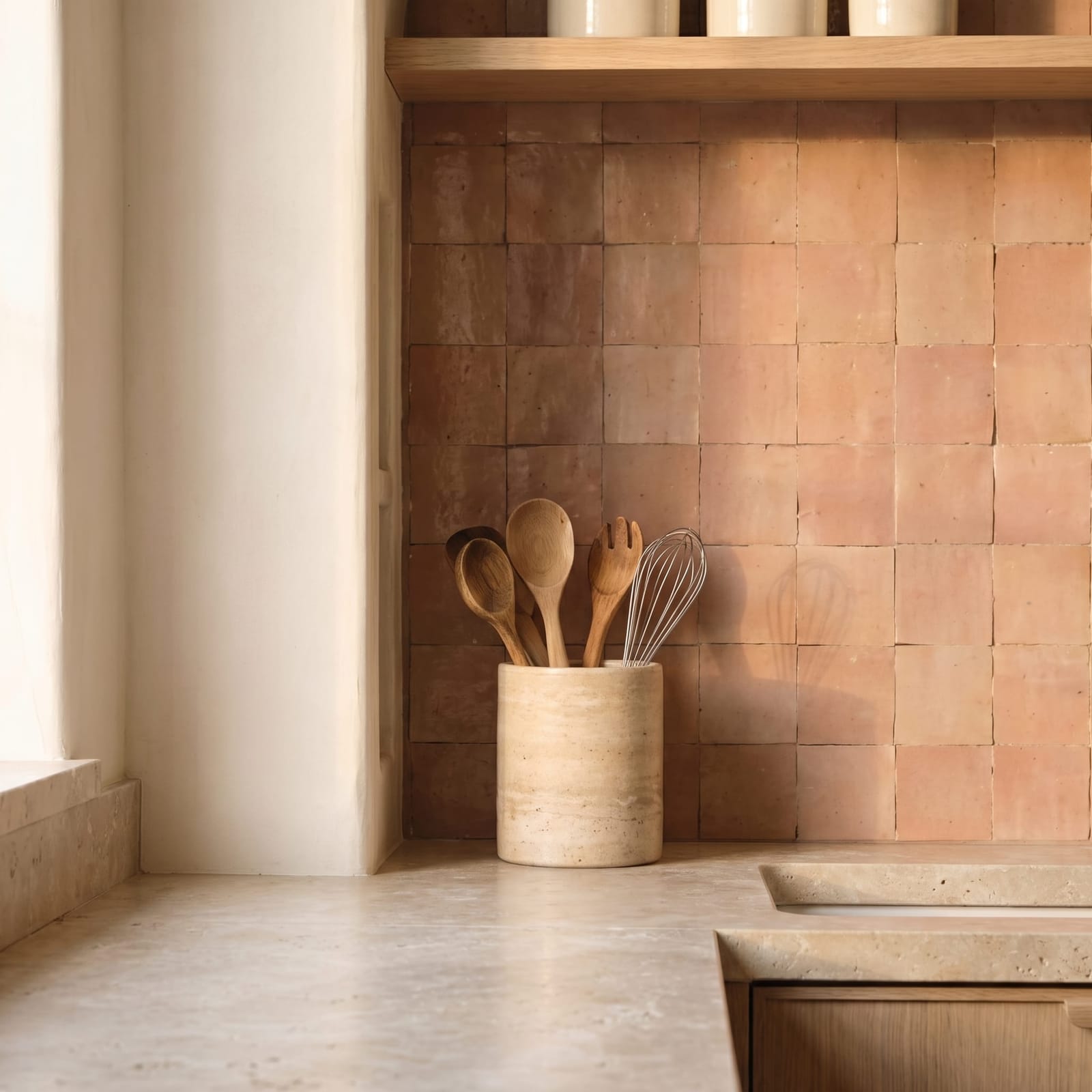 SPESHSTONES Travertine Utensil Holder