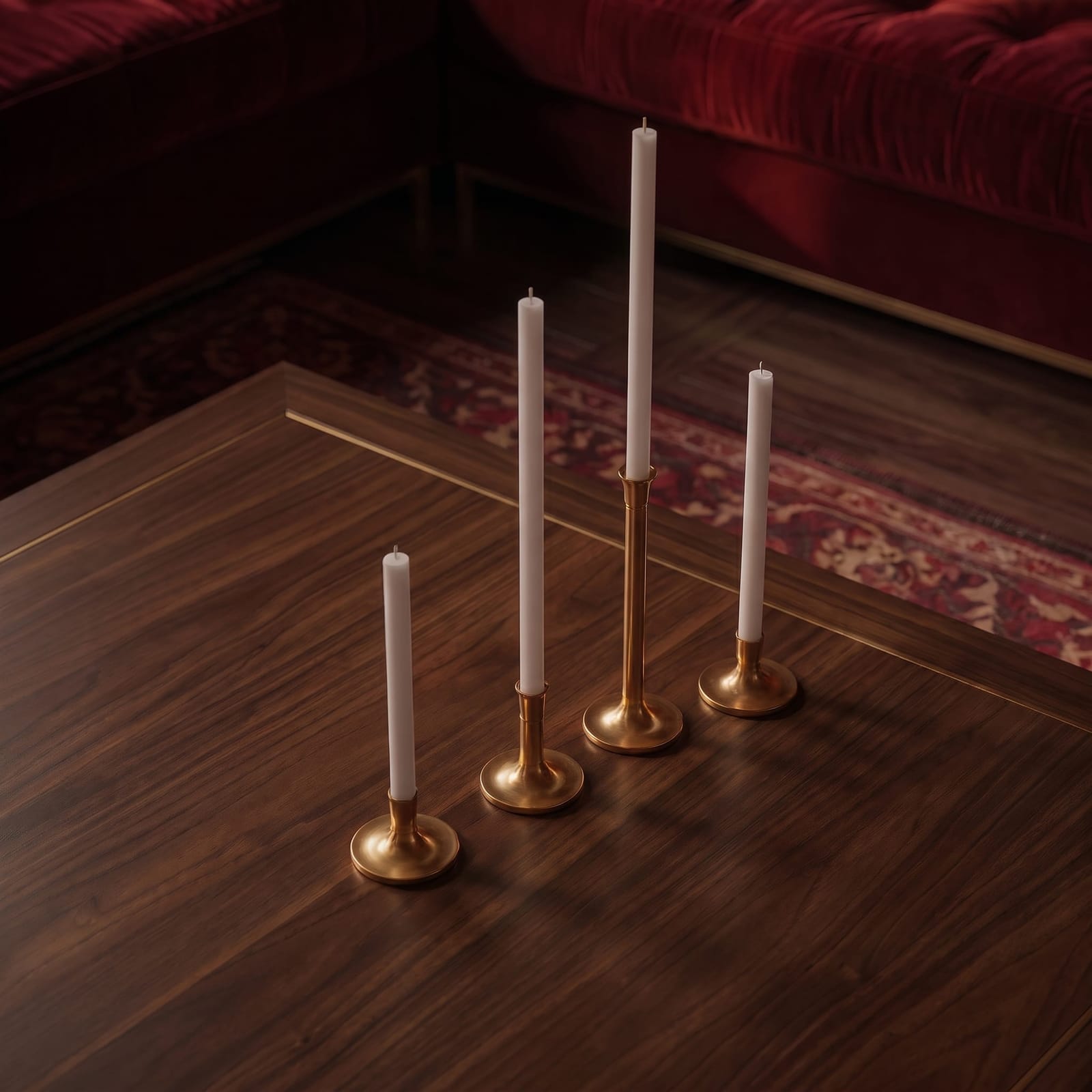 Astoria Grand Set of 6 Vintage Brass Candle Holders