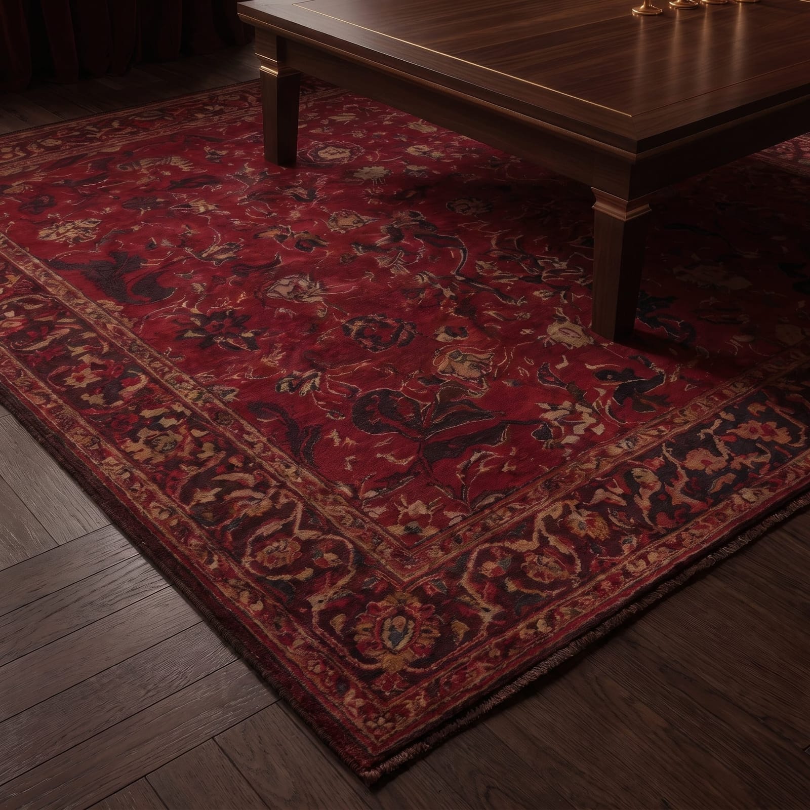Astoria Grand Cobbins Medallion Kashan Red Rug