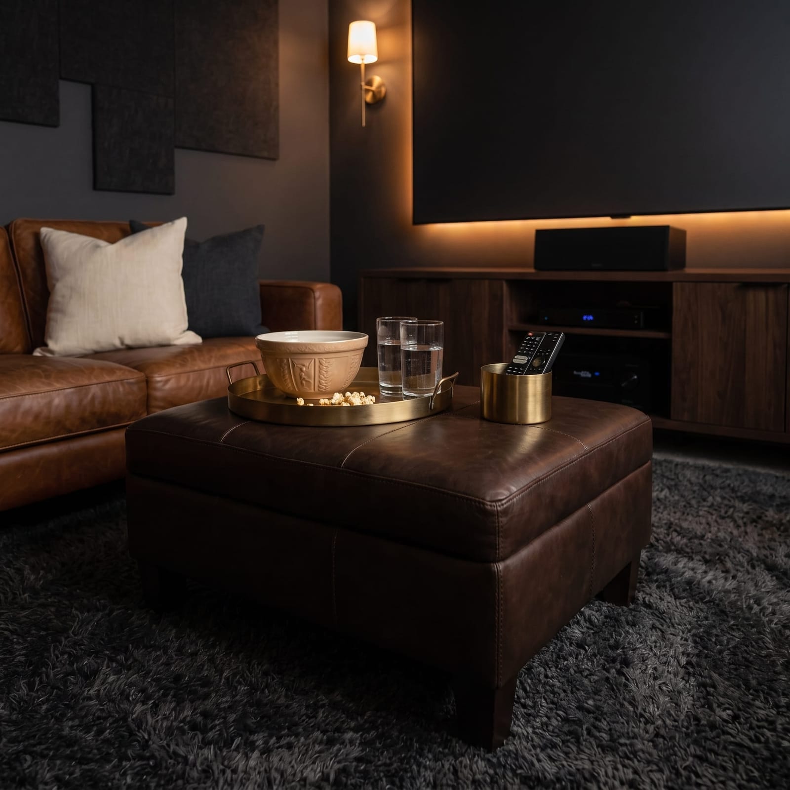Joss & Main Hartwell 35" Square Leather Ottoman