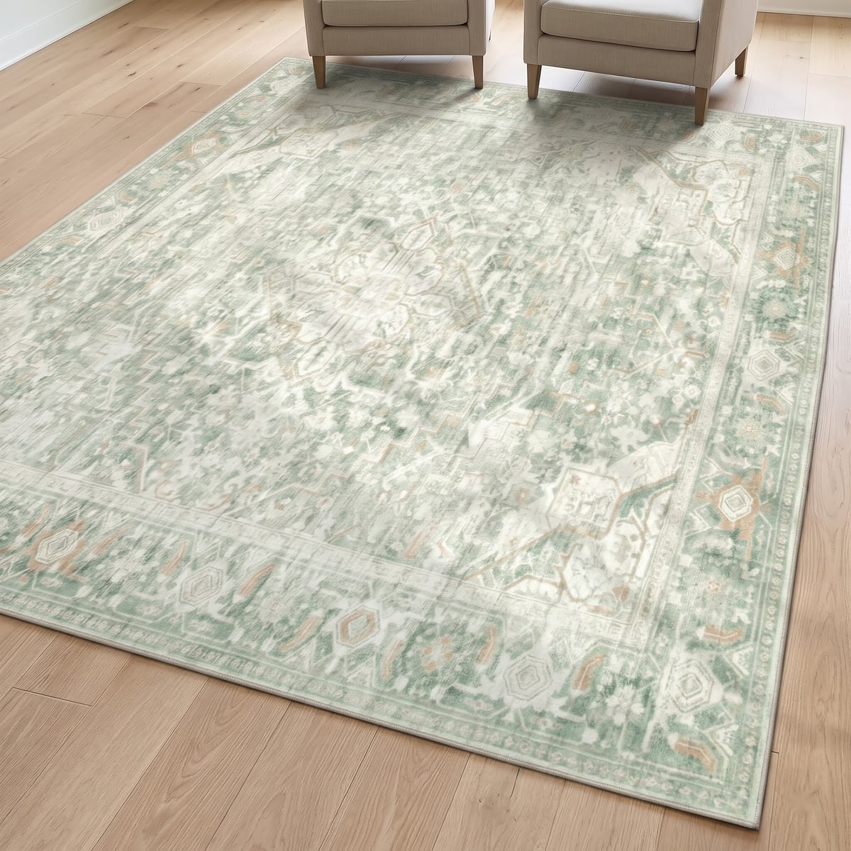 Faded Sage Patterned Area Rug