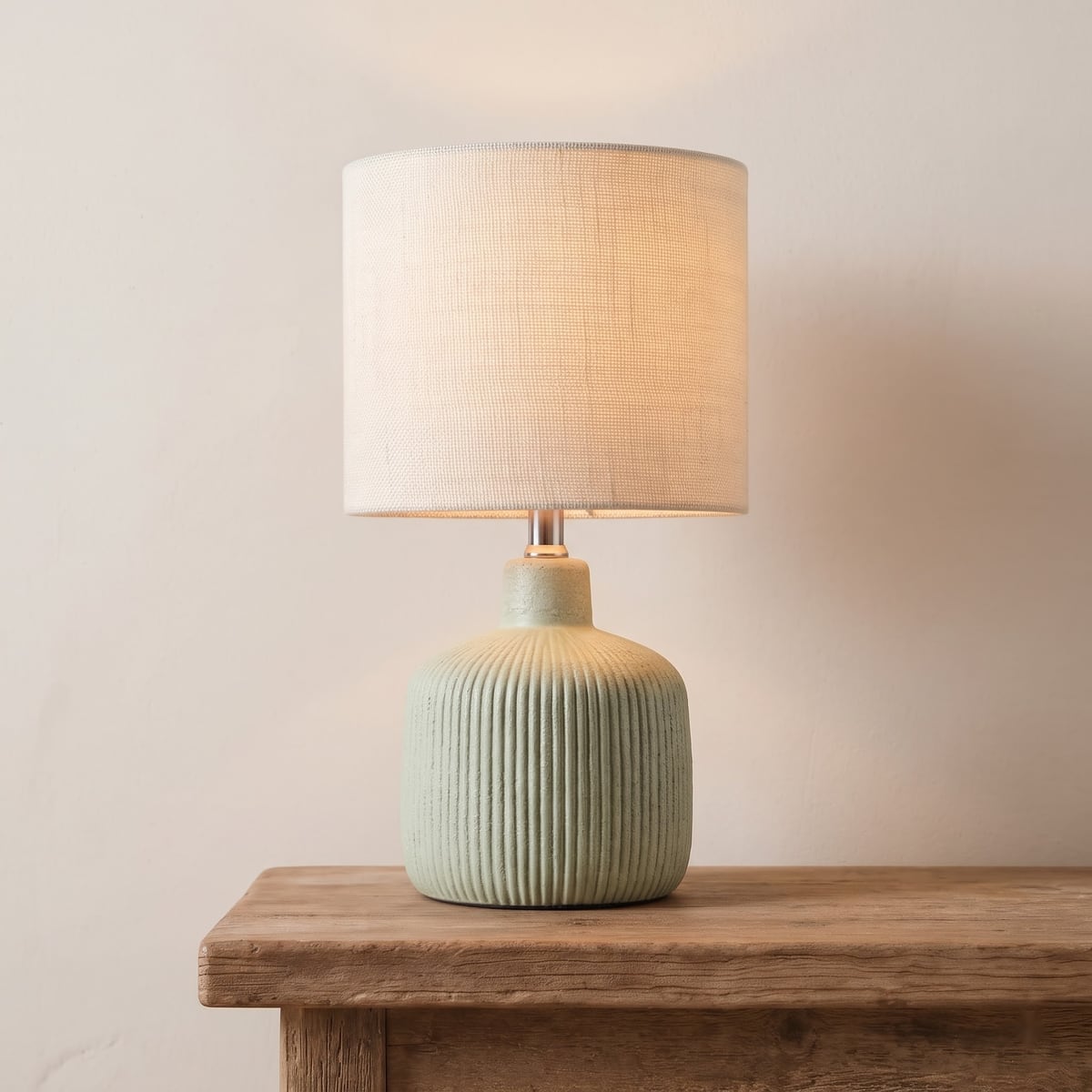 Ribbed Celadon Ceramic Table Lamp